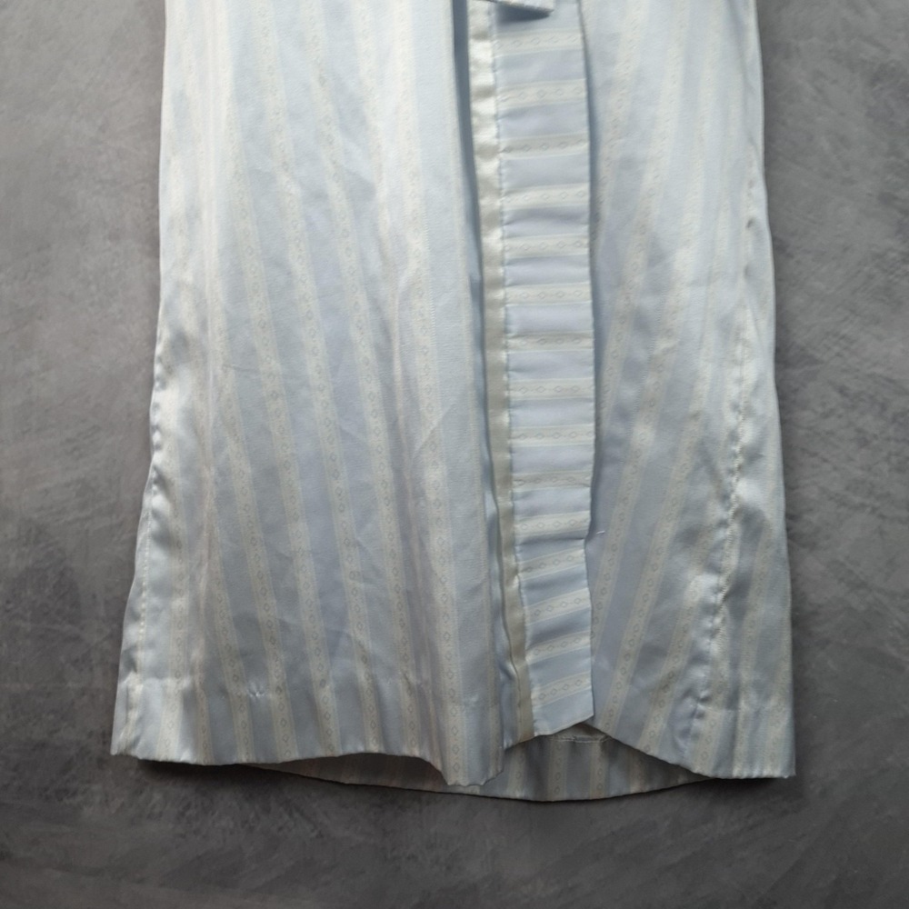 Vintage Christian Dior Robe Womens Large Blue Satin Kimono Striped Logo Belted - Picture 8 of 16